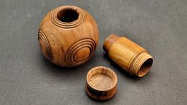 Antiker Treen Puzzle Ball SCHNUPFTABAK-BEHÄLTER