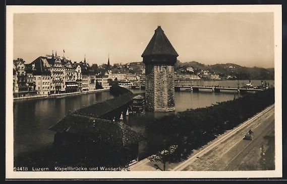 Ansichtskarten: AK Luzern, Kapellbrücke und Wasserturm – Gebraucht aus Berlin von bartko-reher