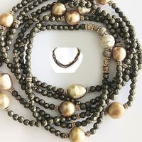 Halskette 150cm Pyrit Silber Unikat – long collier Silber