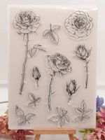 Silikonstempel Nr.563, Blumen, Rosen, Blätter
