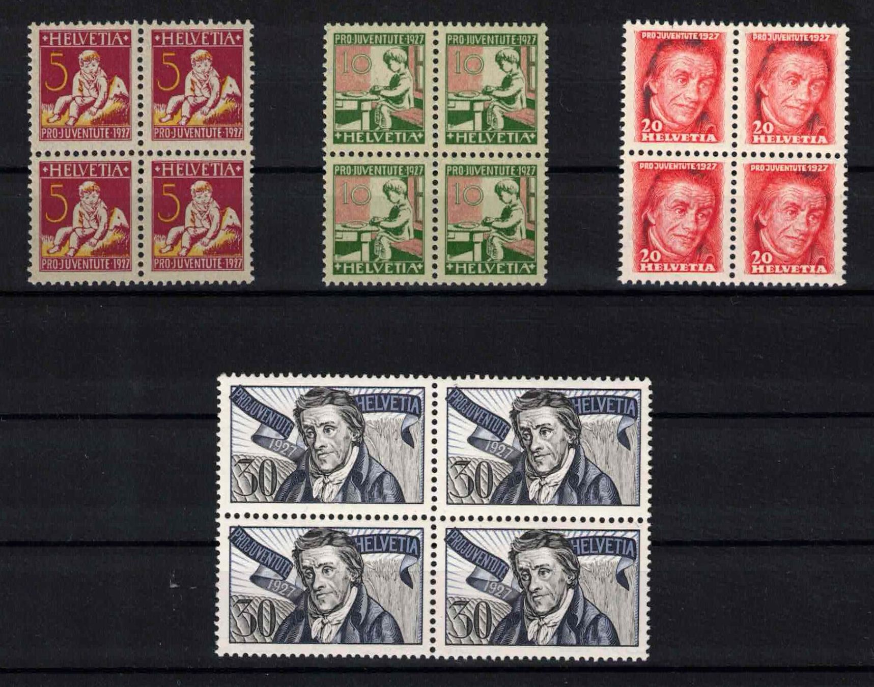 Tutti i francobolli: Pro Juventute 1927 im 4er-Block, postfrisch ** – Nuovo (secondo la descrizione) da Nuglar venduto da Stamp88