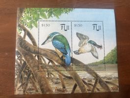 Briefmarken Fiji Eisvogelpaar, Halcyon chloris, Fidschi