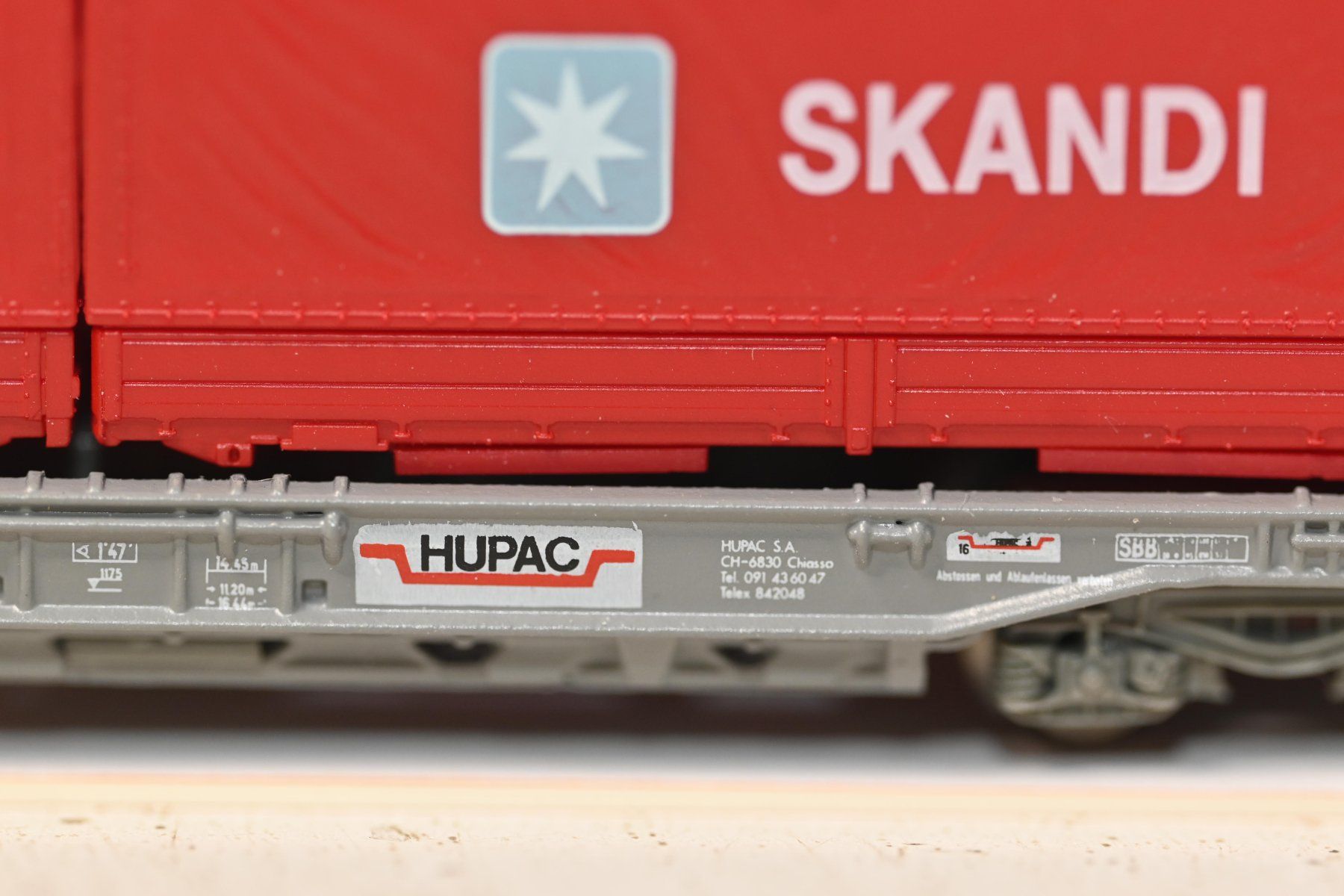 Roco Modellini di ferrovie: SKANDI  HUPAC Wagen Roco Spur N mit OVP – Usato da Laupen ZH venduto da Zmoewe 3