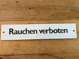 Vintage Hinweisschild „Rauchen verboten“ aus Email ca. 1980