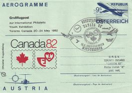 Grussflugpost AUA/SR Wien-Toronto zur Canada 82, ab A