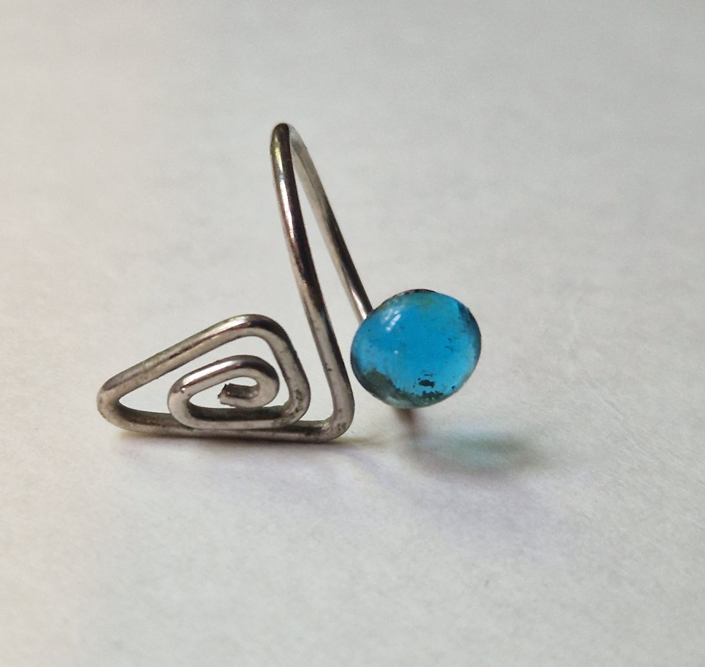 Anelli: Damen Ring mit blauem Glaselement offene Form – Usato da Seengen venduto da Seestern77 1