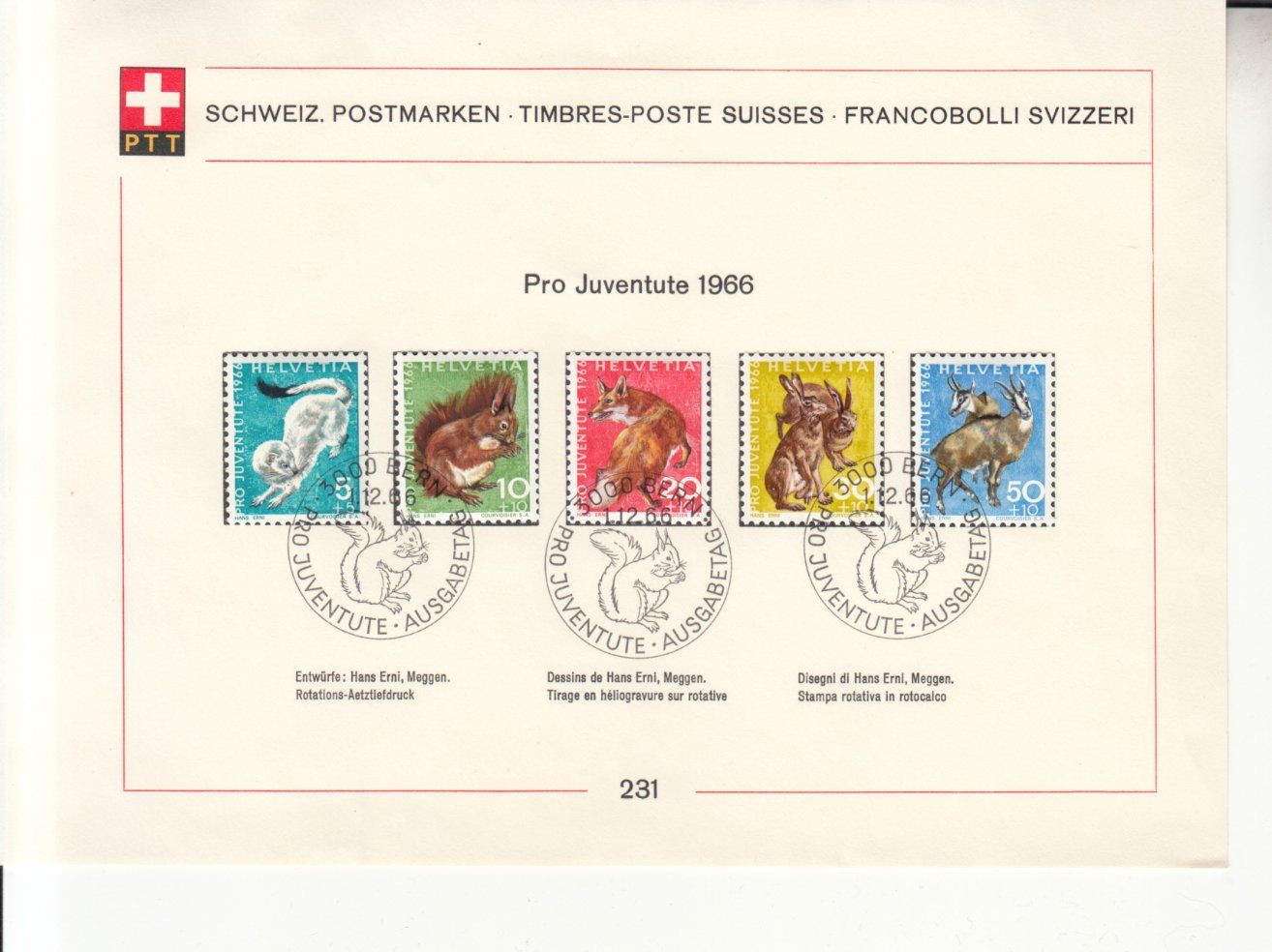 Tutti i francobolli: Sammelblätter PTT SBK 231 mit ET – Usato da Bürglen TG venduto da StampGraf