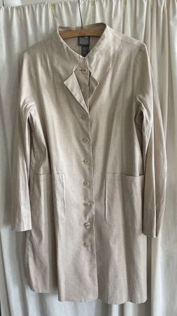 Beige Linen Blend Coatigan Coat Dress Lilith