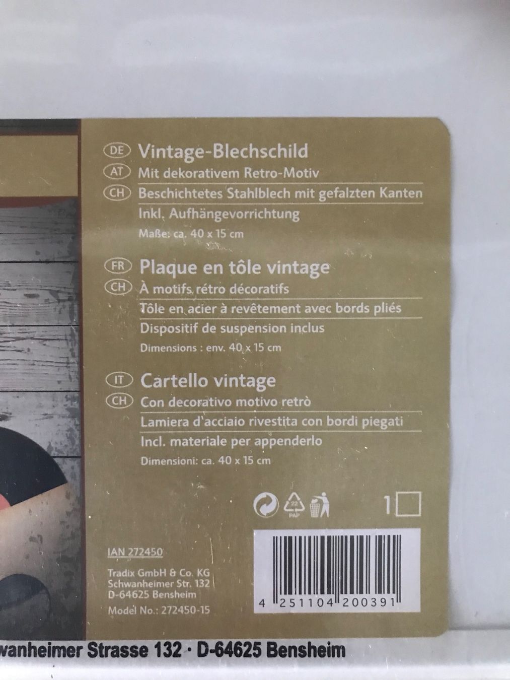 Insegne: Dekorative Vintage Blechschilder, 2 Stk, neu – Nuovo e nell'imballaggio originale da Düdingen venduto da Manuela14 4