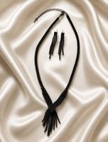 Elegantes schwarzes Schmuckset – Halskette & Ohrringe
