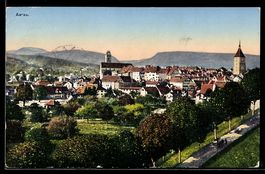 AK Aarau, Ortsansicht mit Altstadt und Turm