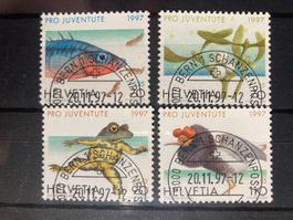 Schweiz 1997 Satz Pro Juventute Tiere 1.Tag Vollstempel Bern
