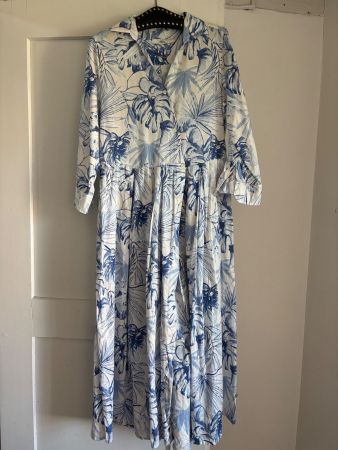 0039 Italy Hemdblusenkleid  "Julene" Maxi size S Baumwolle
