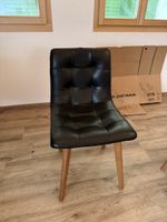 Esszimmerstuhl Kunstleder schwarz Holzbeine 2 Stk.