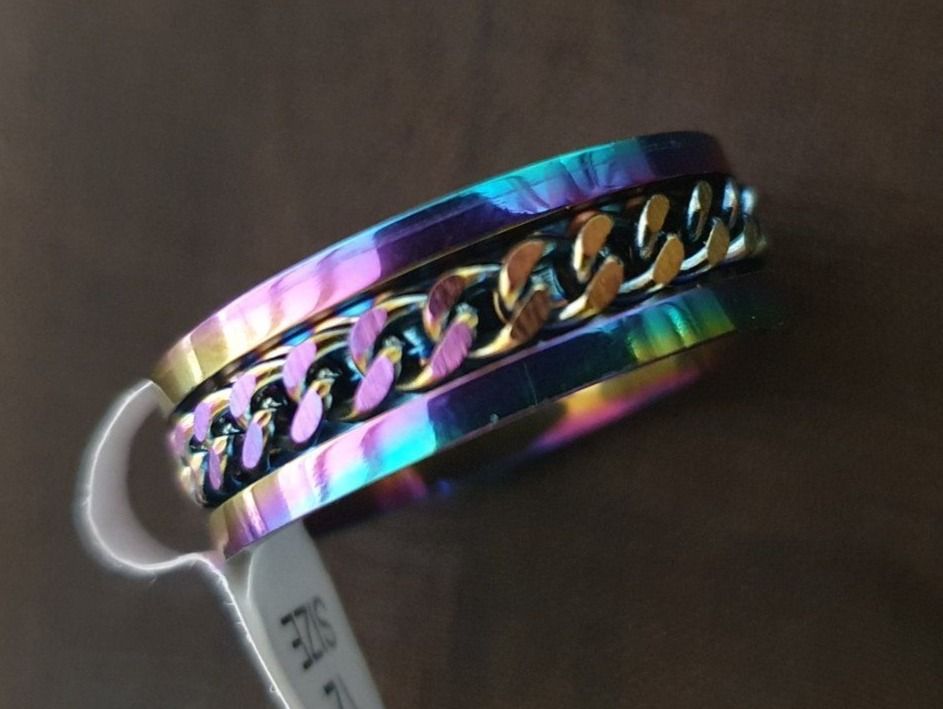 Ringe: Fingerring Edelstahl-Ring Titan Rainbow Durchmesser 22mm – Neu und originalverpackt aus Hittnau von Gamoe 4