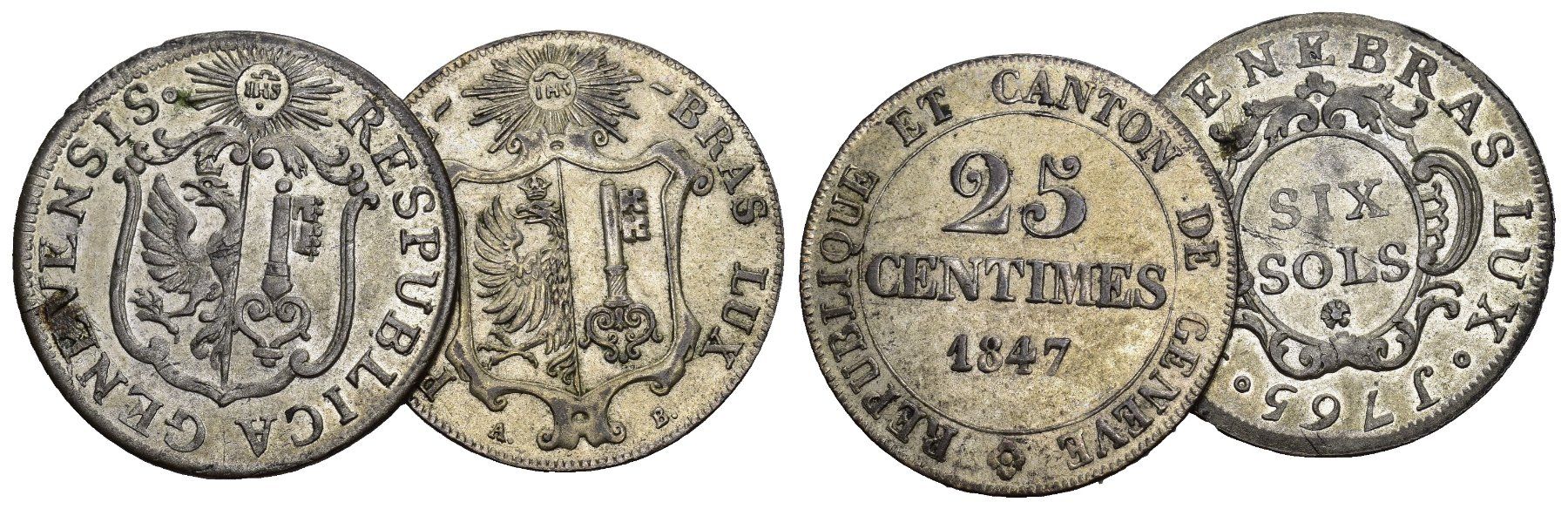 Alle Münzen: Genf 1847+1765 – Gebraucht aus Bern von numismatictops