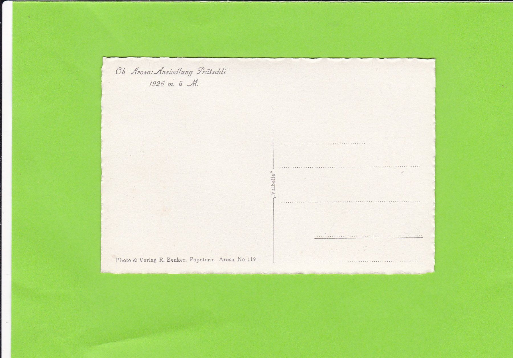 Cartoline postali: Ob Arosa, Ansiedlung Prätschli – Usato da St. Peterzell venduto da neckertal 1