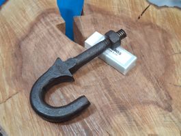 1 antike Haken Schraube, 13cm, Schmiedeisen (4123#NSH6)