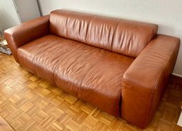 3-Ledersofa Büffel braun