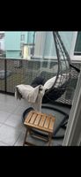 Hängesessel mit Metallgestell und Kissen dunkelgrau guter Zu