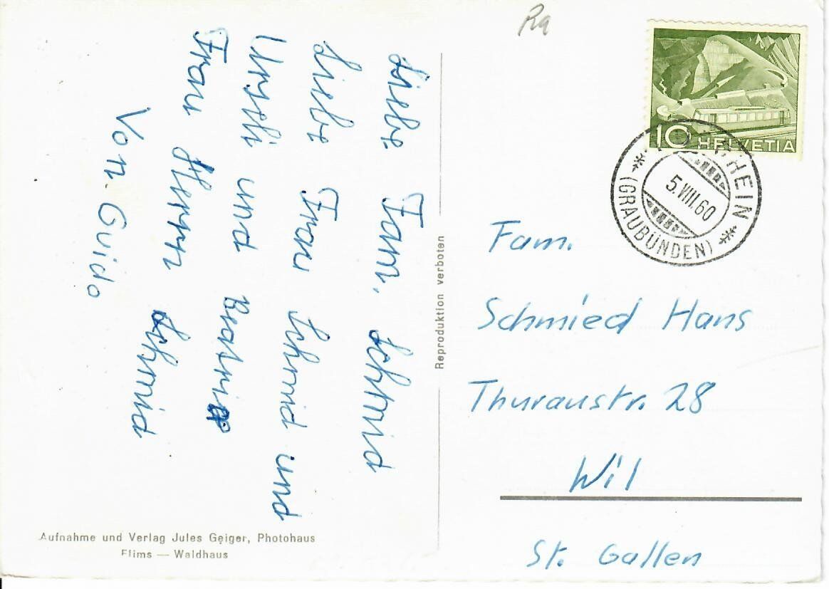 Cartoline postali: Ruschein 1960 – Usato da Hochdorf venduto da Ziegel-16 1