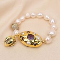 Mina weiss Perlen Armband Echt Bracelet Perle blanc noir
