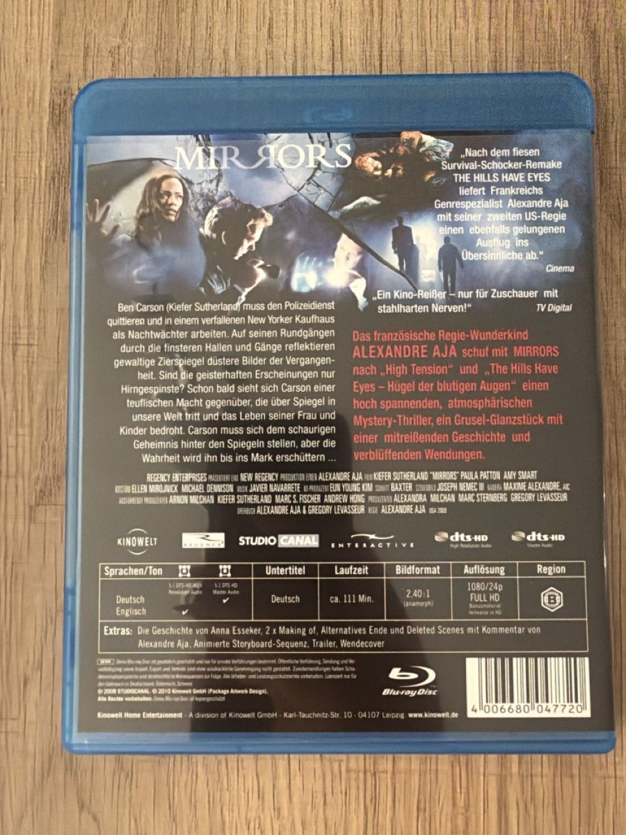 Tous les DVDs: Mirrors (2008) BluRay – D'occasion à Hagendorn par masterchieff 1