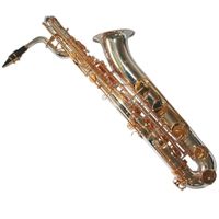 Bariton Saxophon versilbert, Messingklappen, Mundstück