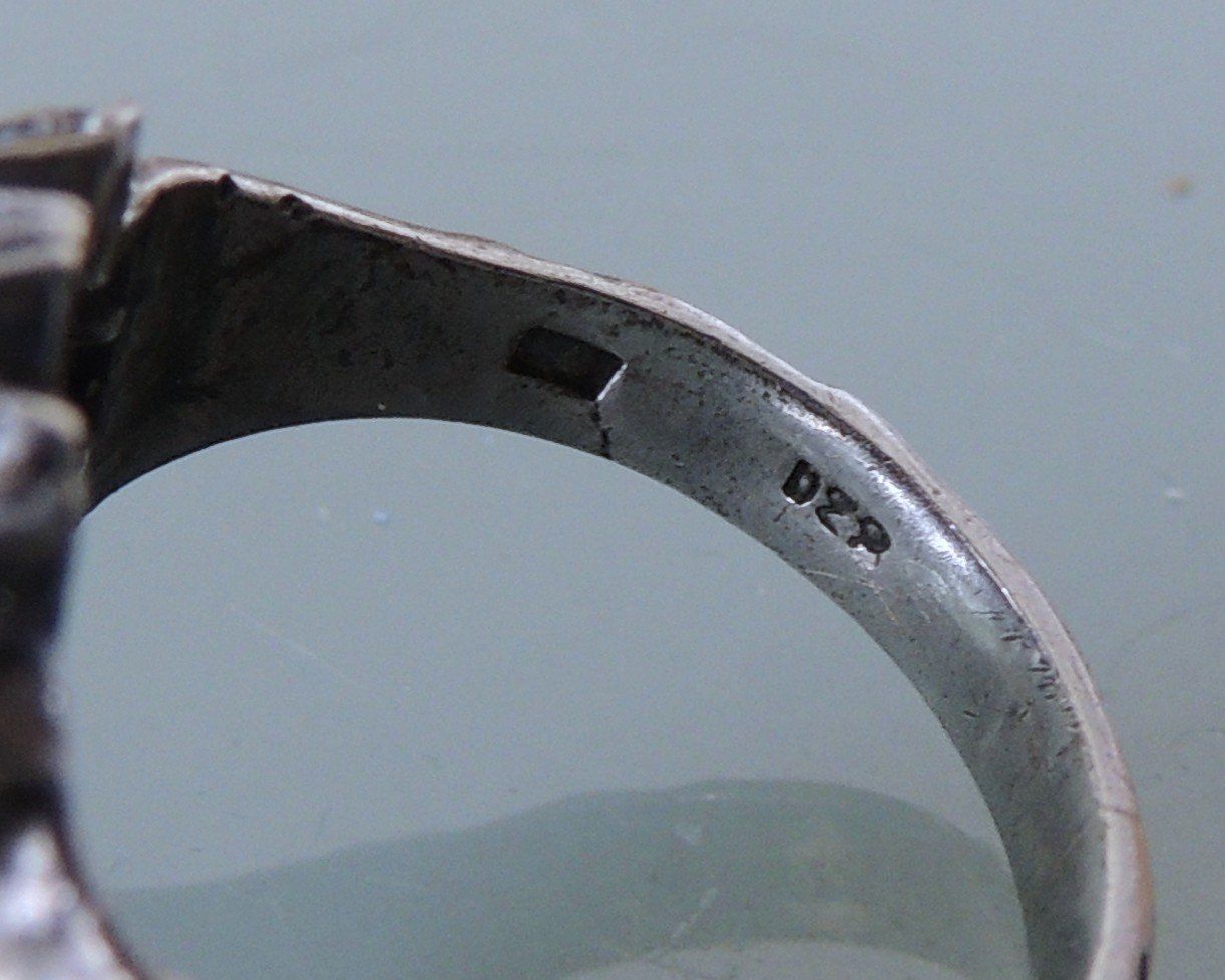 Anelli: Silber 830 Fingerring mit einem Imitatstein aus Glas – Usato da Waldenburg venduto da schaller707 3