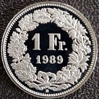 1 Franken 1989 stgl. / aus Münzsatz