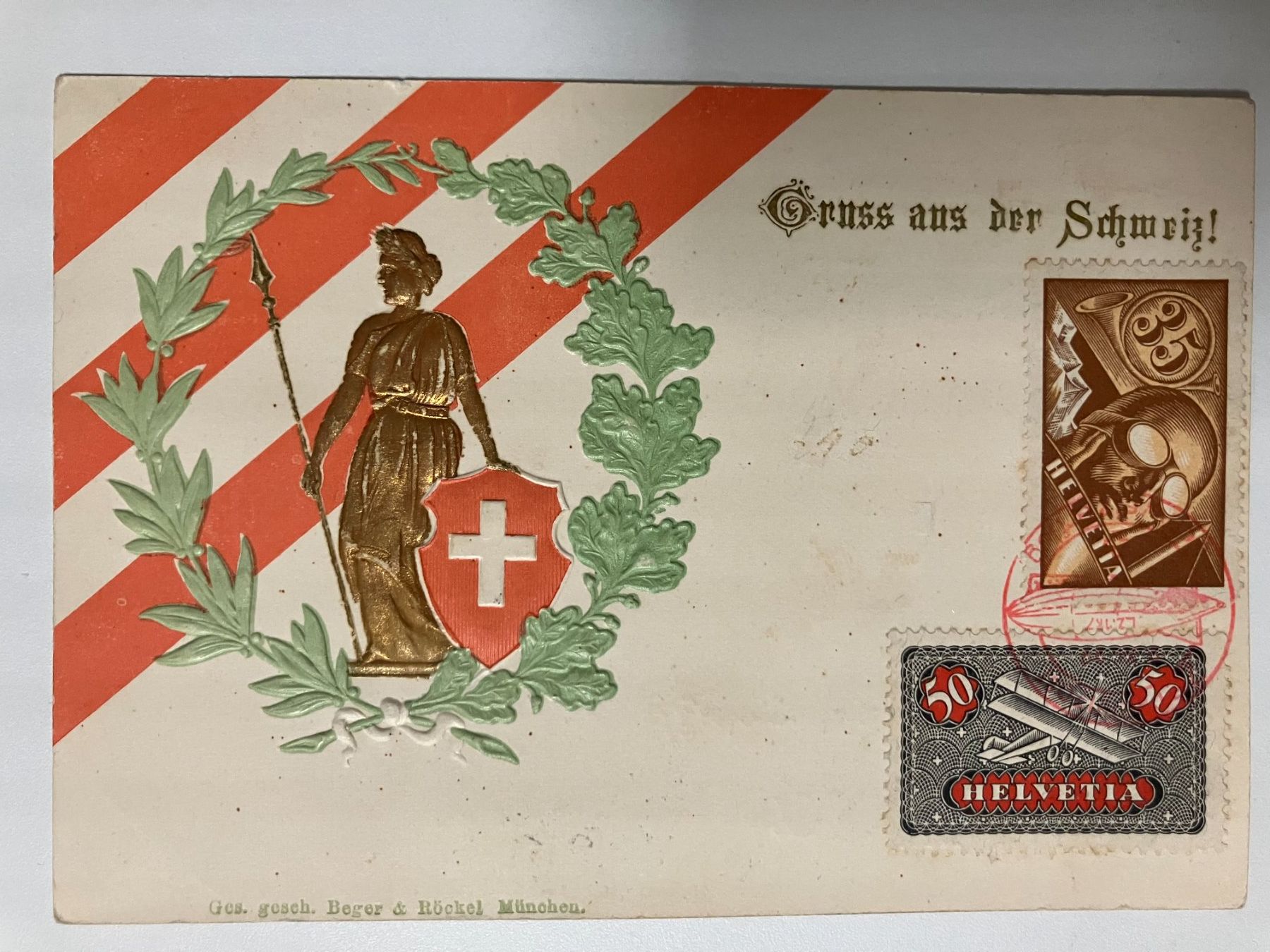 Alle Briefmarken: 1929 Zeppelinpost, Schweizerflugkarte – Gebraucht aus Würenlos von Eulenpostuhu