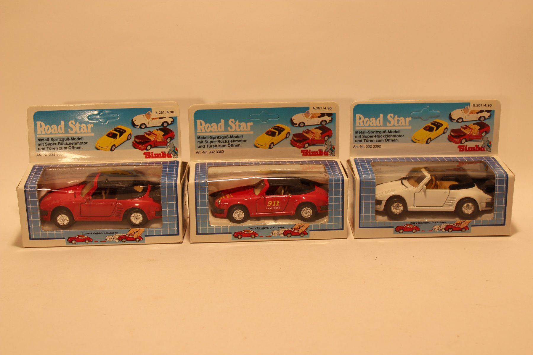 Modellini d'auto: 3x SIMBA Porsche Spielzeugauto, ca. 1:36 – Usato da Fehraltorf venduto da haefens
