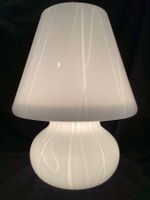 Tischleuchte Murano, H: 43cm, weiss Glas,  Pilzform Design