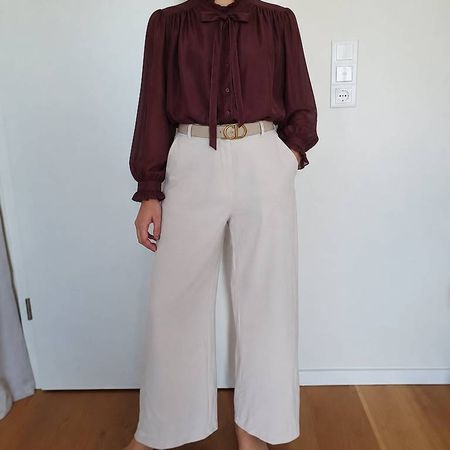 Blouse bordeaux à lavallière Taille L  excellent état