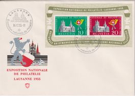 Block Lausanne 1955 auf Ausstellungsbrief