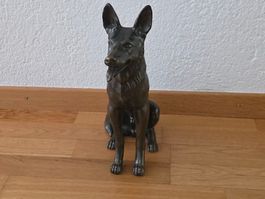 Bronze Schäferhund Statue - Deko für Tierfreunde!