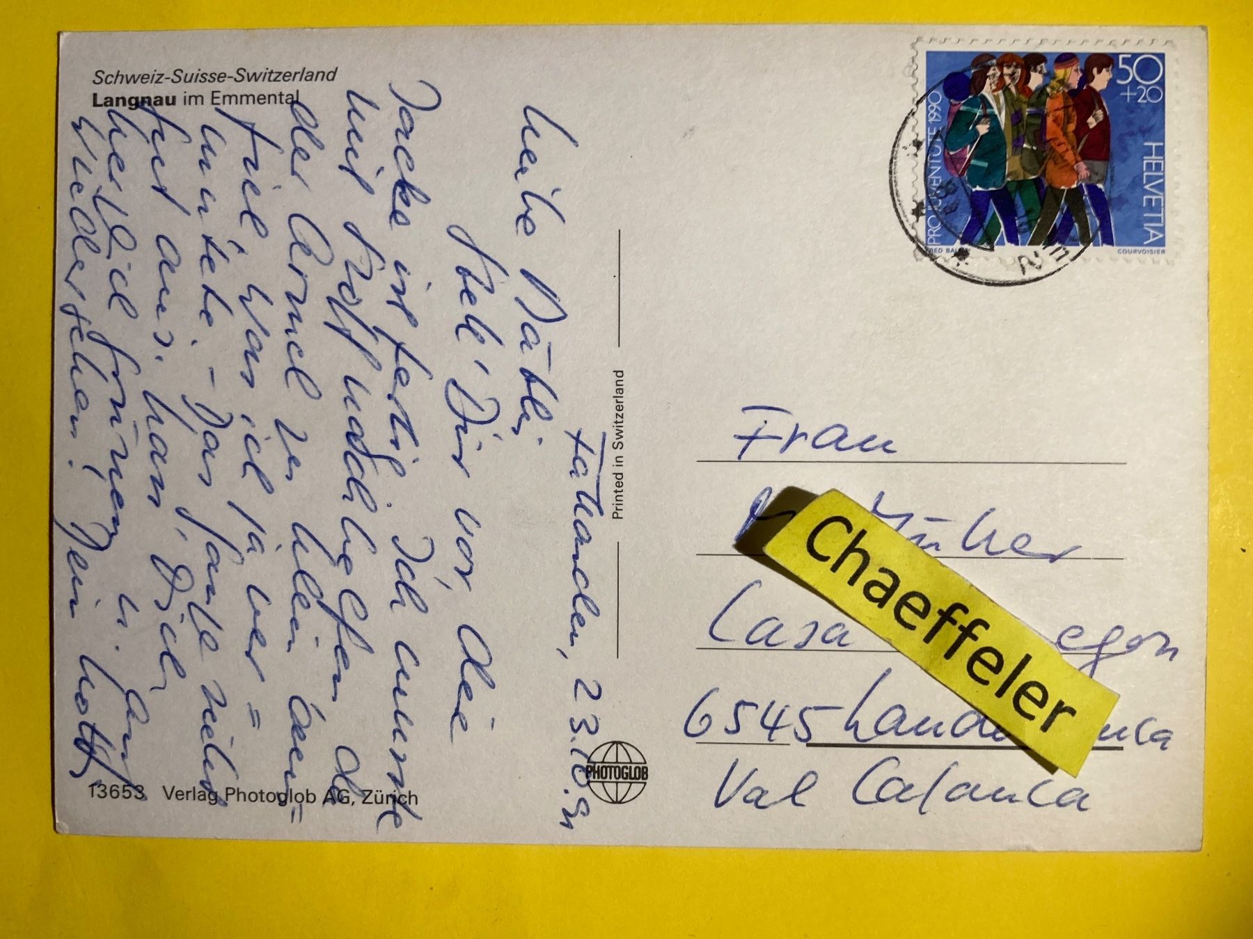 Cartoline postali: 1991 Langnau im Emmental – Usato da Zürich venduto da Chaeffeler 1