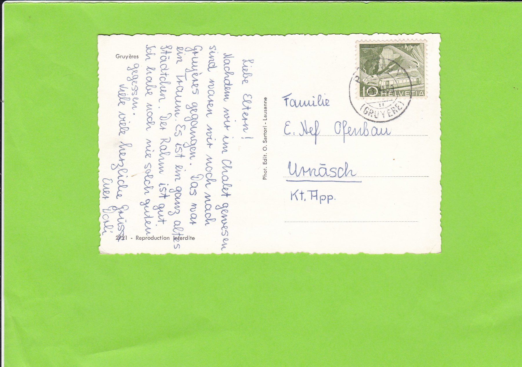 Cartoline postali: Gruyères-Oldtimer – Usato da St. Peterzell venduto da neckertal 1