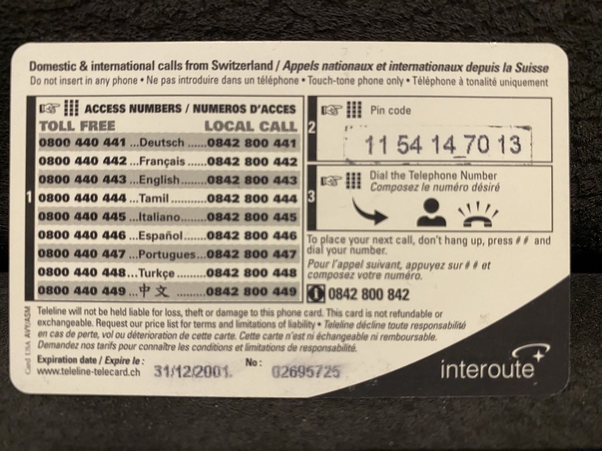 Telefon- & Taxkarten: Teleline  – Gebraucht aus Lausanne von babacard10 1