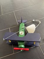 Holzflugzeug Lampe blau grün rot gute Zustand