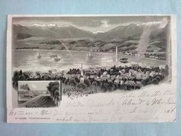 ZH Richterswil mit Dampfschifflände 1899 LITHO