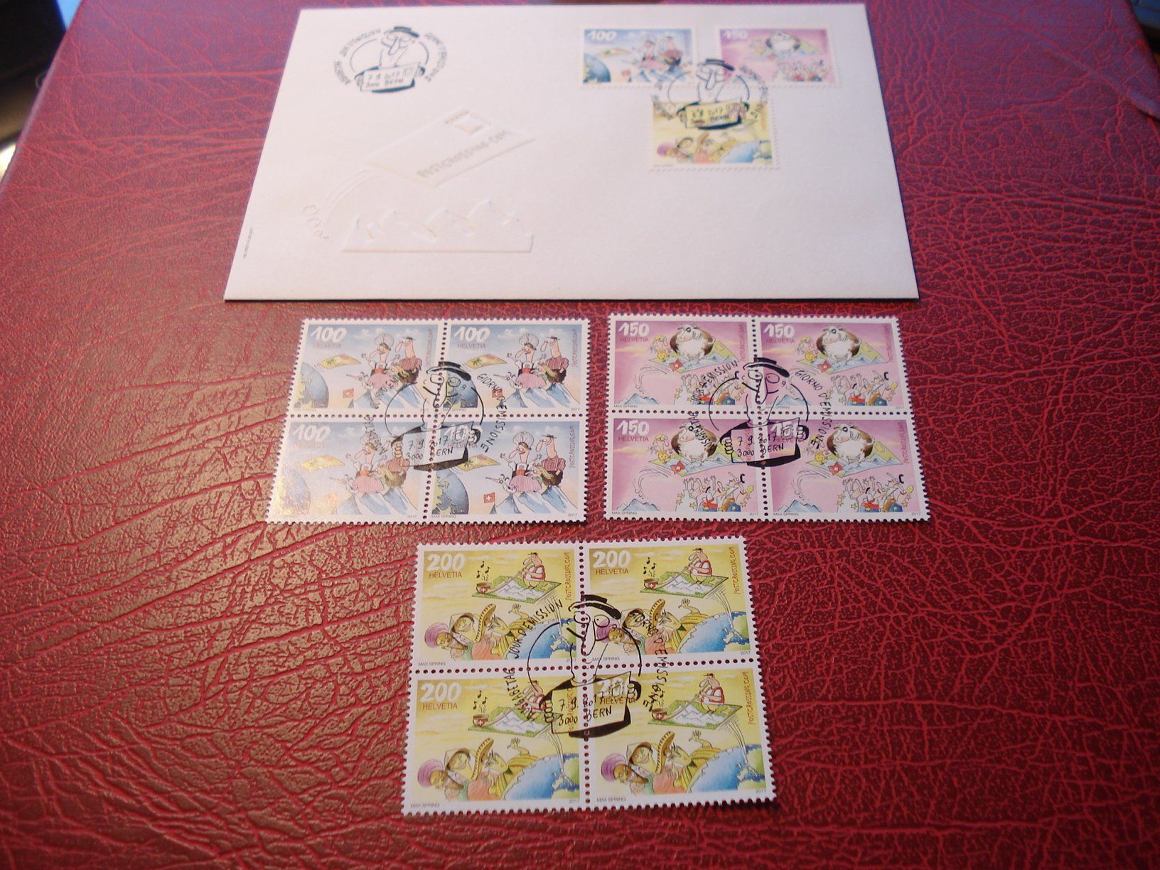 Tutti i francobolli: Satz Comic Postcrossing, 2017, FDC + Lose 4erblock ET-o – Usato da Niederwil AG venduto da morostahu 1