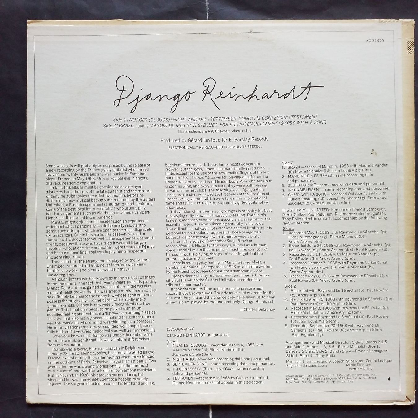 Schallplatten: DJANGO REINHARDT,  swing it lightly - 1972 US  +++++  – Gebraucht aus Yverdon-les-Bains von Jacotreut 1