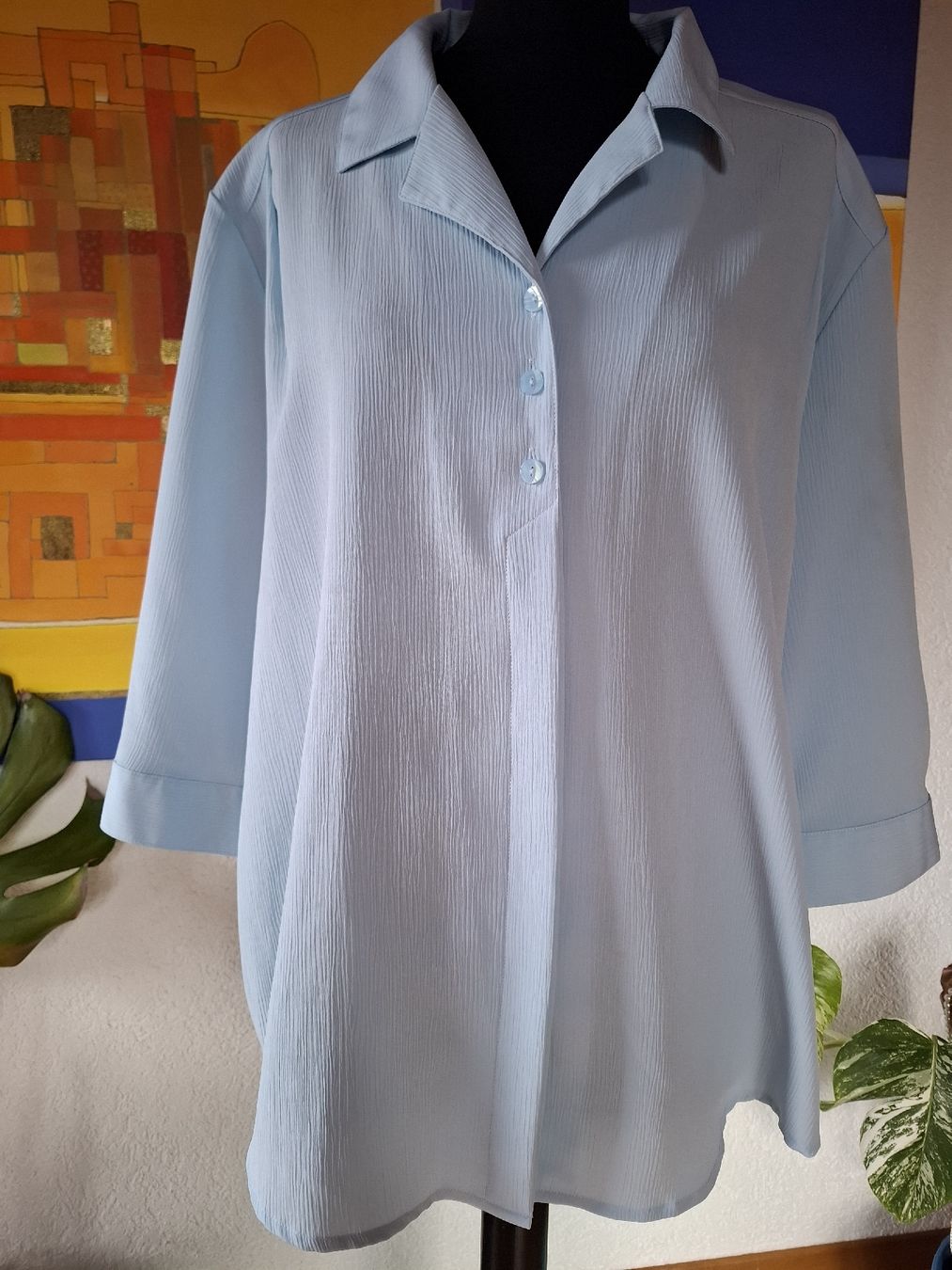 Camicette: Bluse Damen Gr 46 La Cara Hellblau Crinkle-Stoff 3000 – Usato da Vinelz venduto da sonnenmond77 1