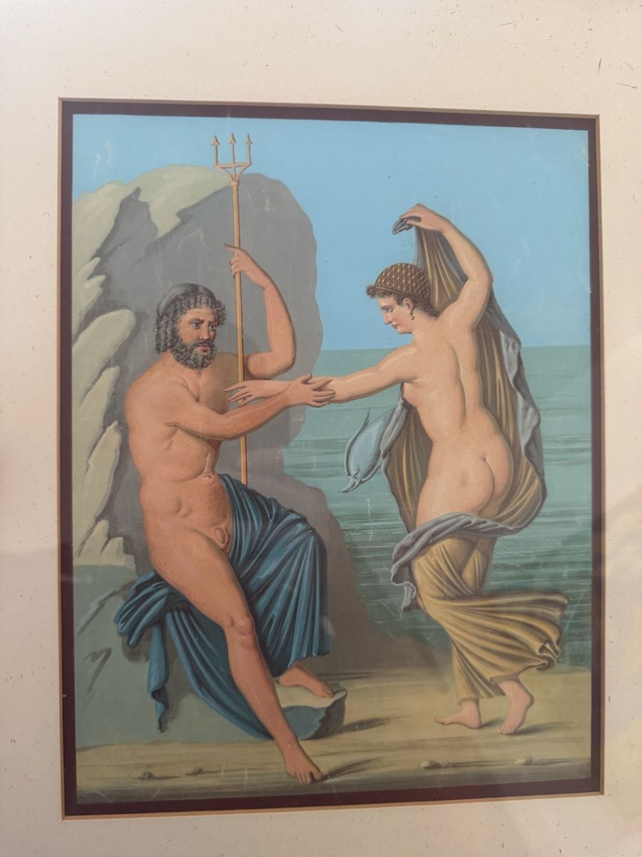 Posters & Illustrations: Gemälde mit Poseidon und Amphitrite gerahmt echt Gold – D'occasion à Buchs AG par ChrizZa