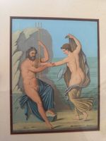 Gemälde mit Poseidon und Amphitrite gerahmt echt Gold