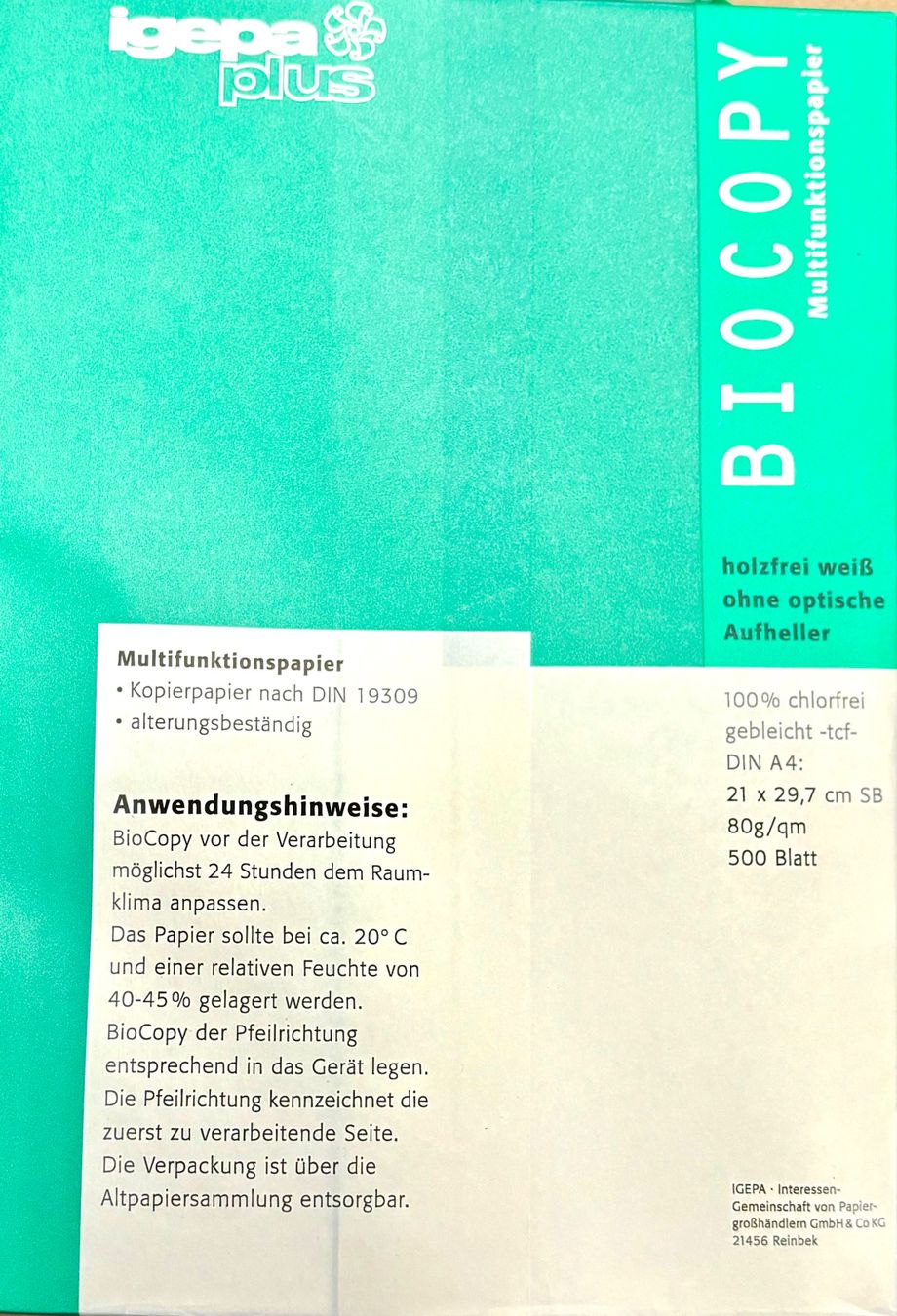 Carta: Igepa Biocopy A4 Multifunktionspapier - 500 Blatt, Neu & OVP – Nuovo (secondo la descrizione) da Zürich venduto da Iva_Nova 2