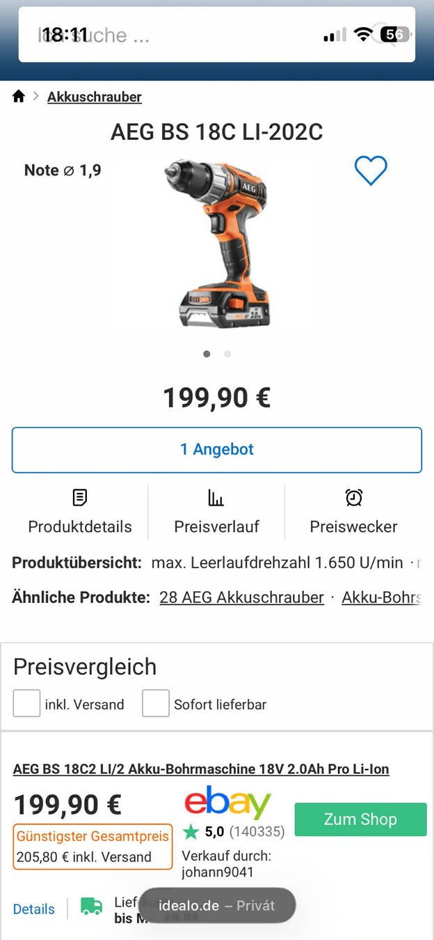 Tutte le macchine: Akkuschrauber  AEG – Nuovo e nell'imballaggio originale da Niederweningen venduto da uru_9wcj 2