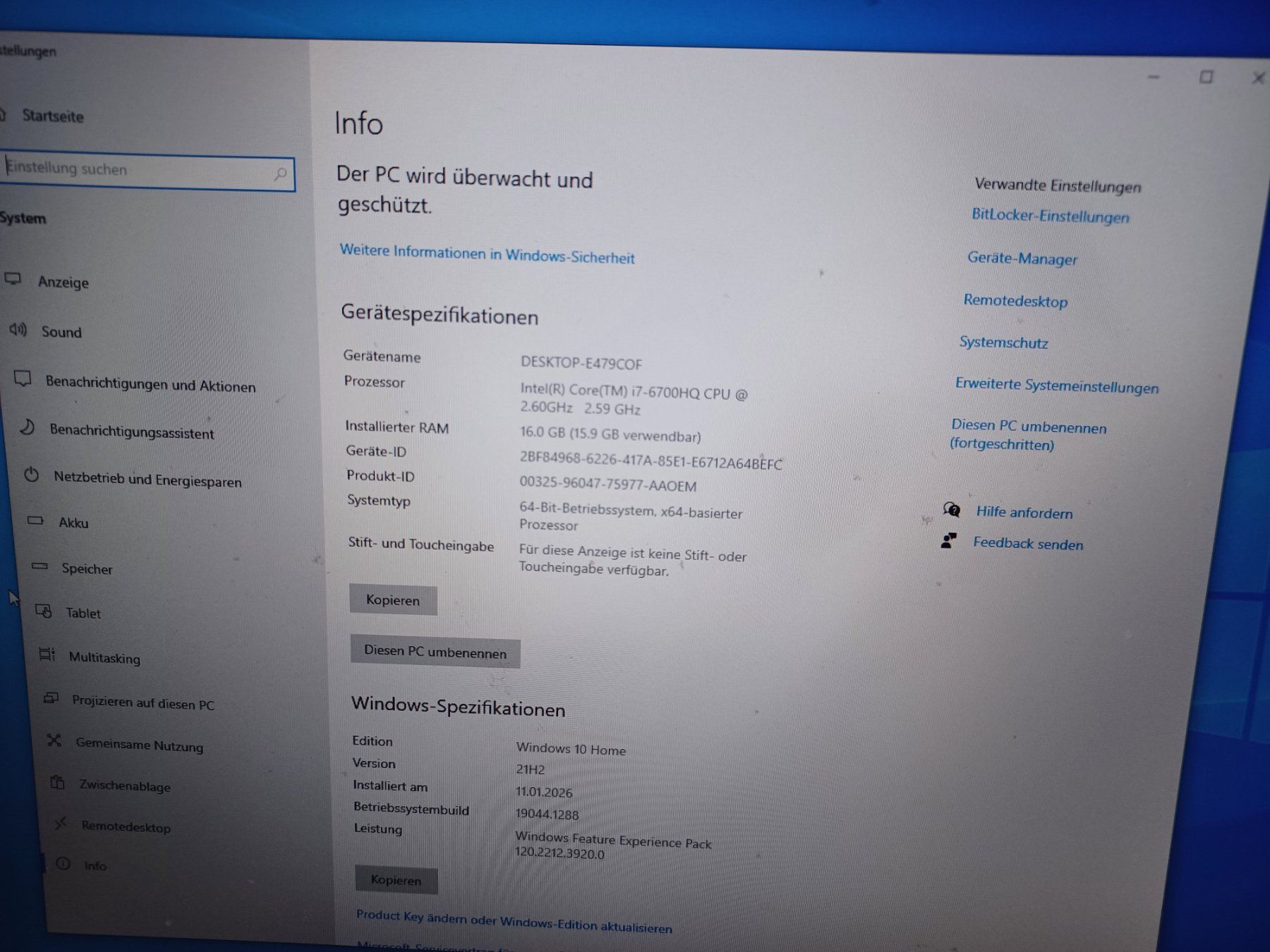 Hewlett Packard Notebook: INTEL CORE  i 7-6700 CPU 2,60 GHZ – Usato da LUZERN venduto da picci01 1
