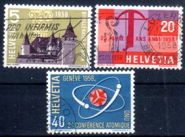 1958 DREI WERBE- UND GEDENKMARKEN GESTEMPELT - MA383
